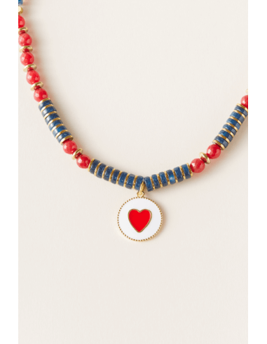 Love Chocker | Handmade chocker with agate and rubiolite with heart charm